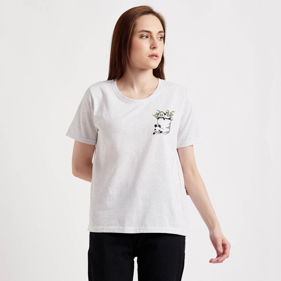 Round Neck T-Shirt, Ecru Melange, large image number null