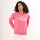 Women's Bright Pink Crew Neck Casual Sweatshirt, Pink, small image number null