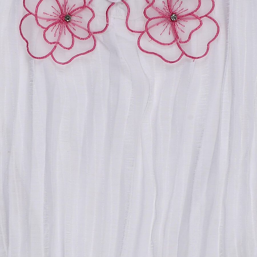 Girls Bright Snow White Round Neck Casual T-Shirt, सफ़ेद, large