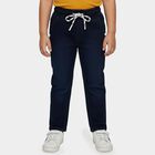 Boys' Navy Blue Elastic Waist Regular Fit Jeans, Dark Blue, small