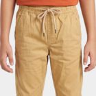 Boys' Beige Regular Fit Drawstring Jogger Trousers, Khaki, small
