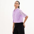 Women's Bright Lilac Blue Round Casual Shirt, Lilac, small image number null