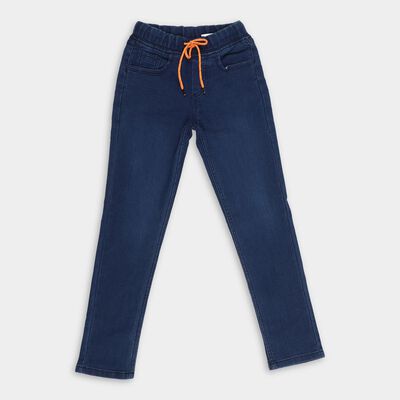 Boys' Deep Indigo Slim Fit Elastic Waist Jeans