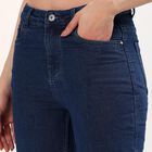 Women's Blue Skinny Fit Washed Jeans, गहरा नीला, small
