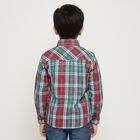 Boys Bright Red and Green Cotton Classic Collar Casual Shirt, लाल, small image number null