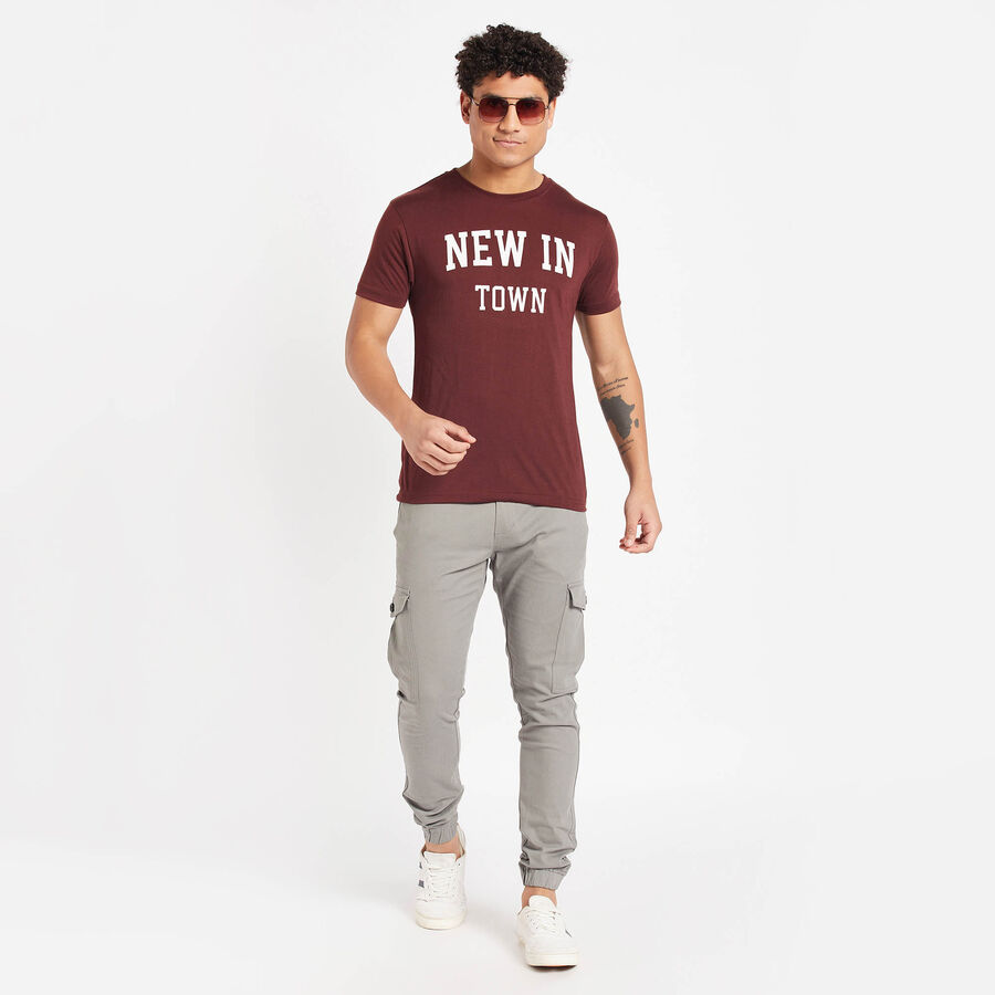 Round Neck T-Shirt, Brown, large image number null
