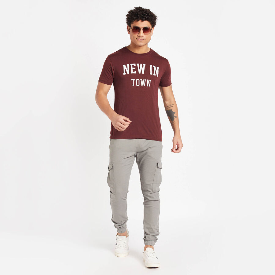 Round Neck T-Shirt, भूरा, large image number null