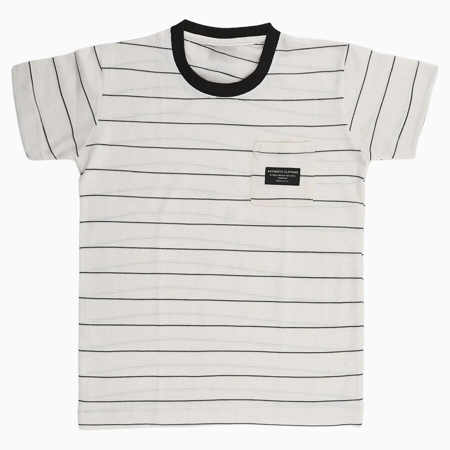 Boys' Half Sleeves T-Shirt, ऑफ व्हाइट, large image number null