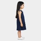 Girls Mid Blue Regular Fit Casual Frock, मध्यम नीला, small
