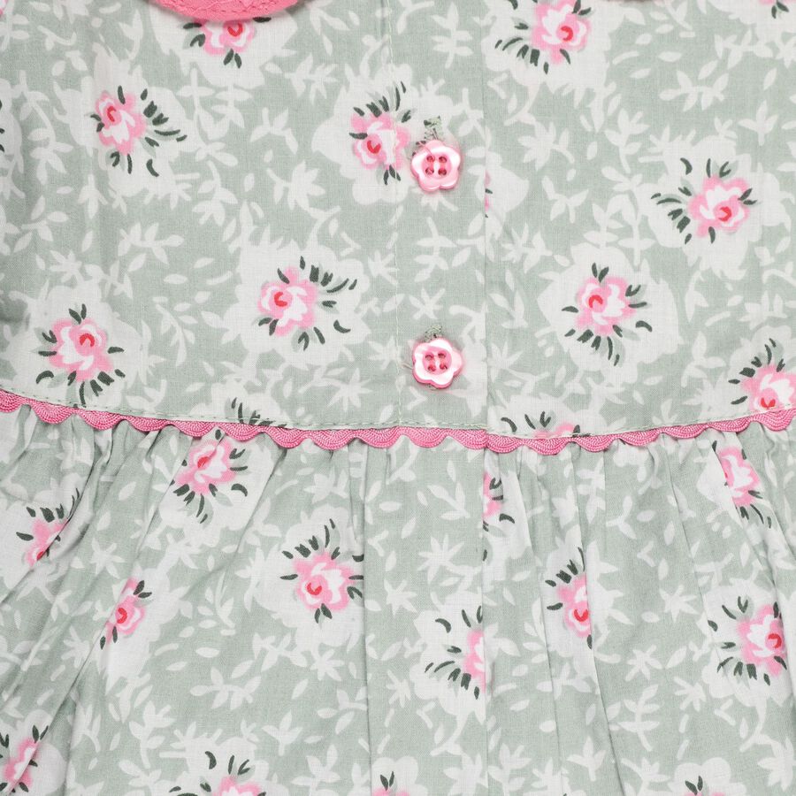 Infant Girls' 100% Cotton Frock , Light Green, large image number null