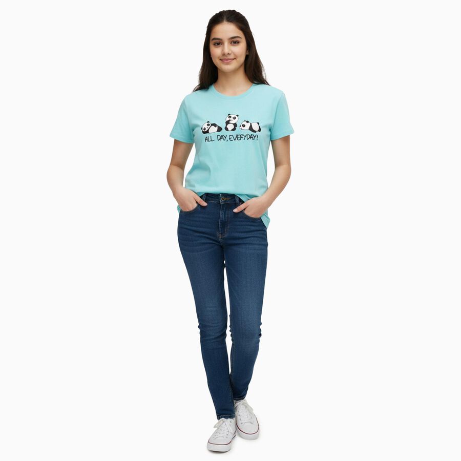 Girls' T-Shirt, एक्वा, large image number null