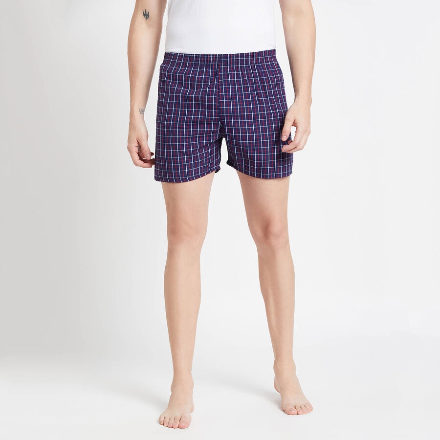 Checks Inner Elastic Boxers, Navy Blue, large image number null