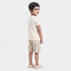 Boys' Off White 100% Cotton Round Neck Graphic Print Baba Suit, Off White, small