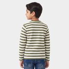 Boys' Olive Green Crew Neck Striped Pullover, ओलिव, small