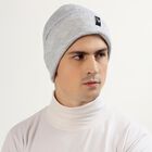 Men's Light Grey Logo Patch Winter Cap, Melange Light Grey, small image number null