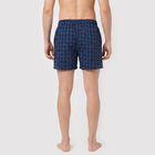 Men's Navy Blue Relaxed Fit Checked Boxers, Dark Blue, small