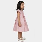 Girls' Pink Embroidered Bow Party Wear Frock, हल्का गुलाबी, small