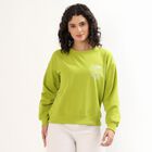 Women's Bright Lime Green Crew Neck Casual Sweatshirt, हल्का हरा, small image number null