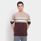 Men's Round Neck Half Sleeves T-Shirt , एक्रू मिश्रित, small