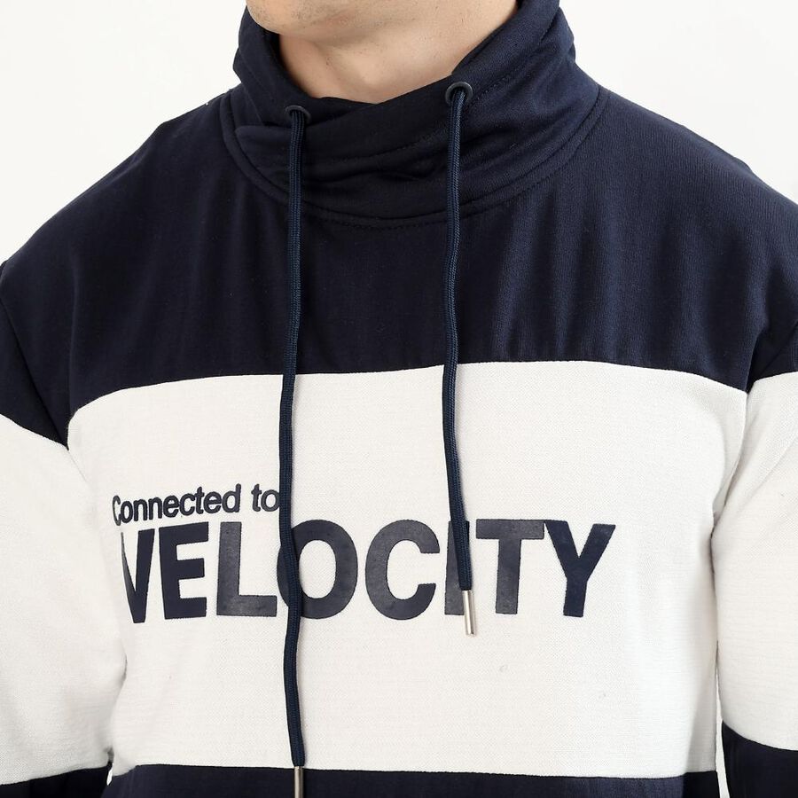 Men's Dark Navy Blue High Neck Casual Sweatshirt, नेवी ब्लू, large image number null