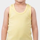 Boys Yellow Cotton Round Neck Vest, Yellow, small
