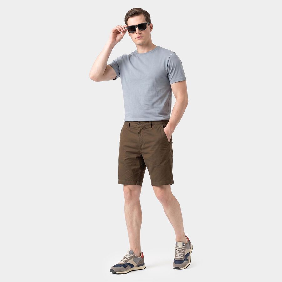 Men's Olive Green Regular Fit Cotton Bermuda Shorts, ओलिव, large