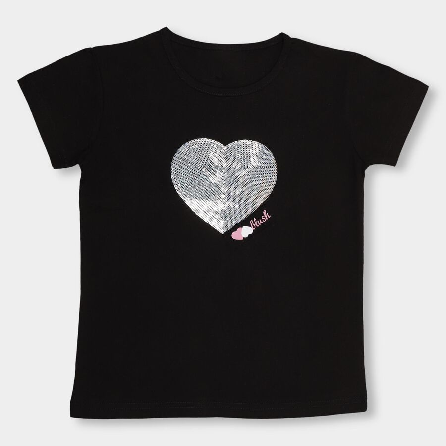 Girls' 100% Cotton T-Shirt , Black, large image number null