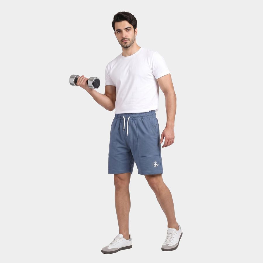 Men's Blue Regular Fit Athletic Bermuda Shorts, गहरा नीला, large