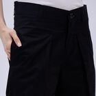 Women's Jet Black Wide-Leg Cargo Trousers, काला, small image number null