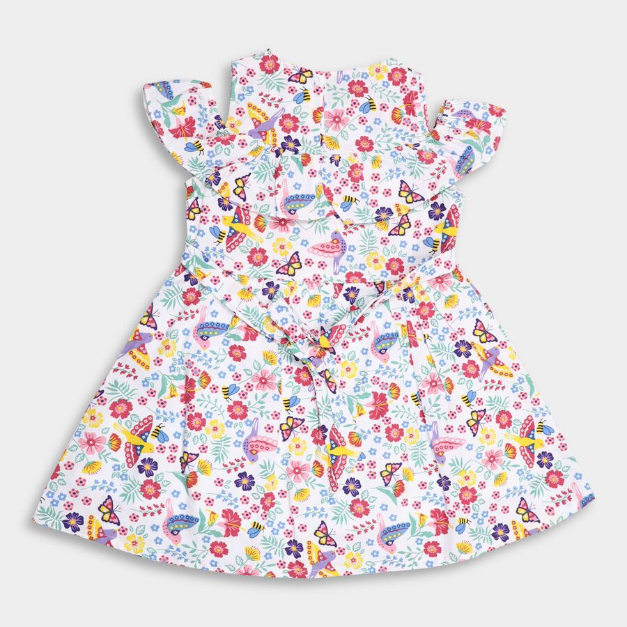 Girl's 100% Cotton Frock , Off White, large image number null