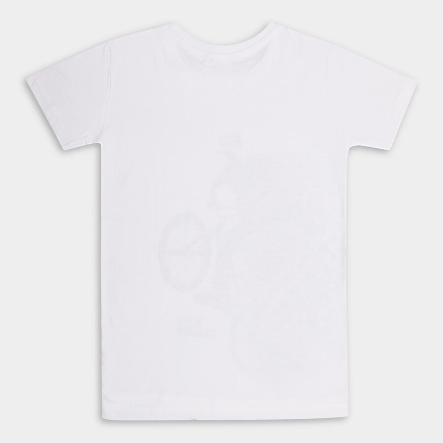 Boys' 100% Cotton Half Sleeves T-Shirt , White, large image number null