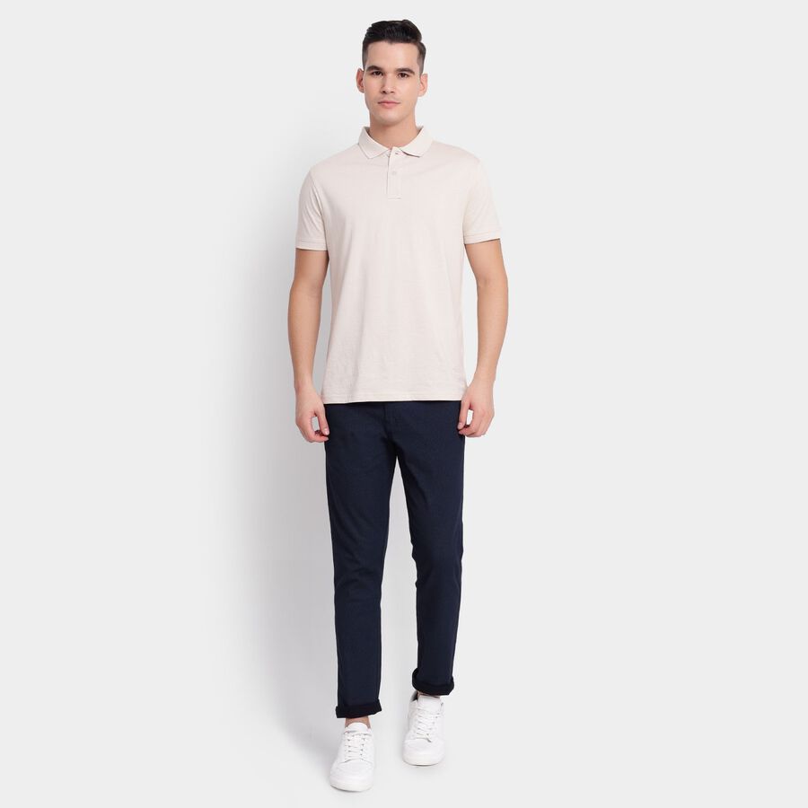 Men's Slim Fit Casual Trousers, Navy Blue, large image number null