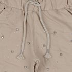 Girls Beige Embellished Cotton Blend Pyjama, Beige, small