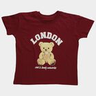 Girls Maroon Cotton Crew Neck Casual T-Shirt, वाइन, small