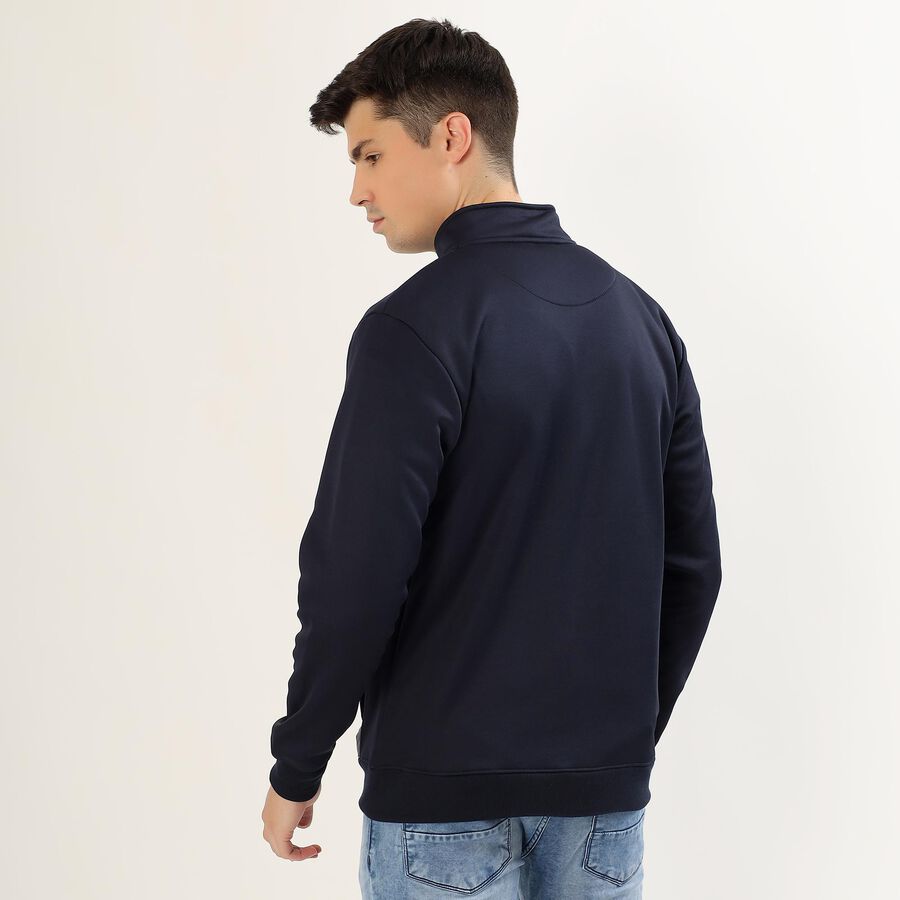 Men's Dark Navy Blue and Light Grey High Neck Casual Sweatshirt, Light Grey, large image number null
