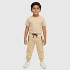 Boys' Soft Beige Elastic Waist Pyjama with Zippered Pockets, Beige, small image number null