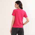 Women's Fuchsia Round Neck Printed Casual T-Shirt, Fuchsia, small
