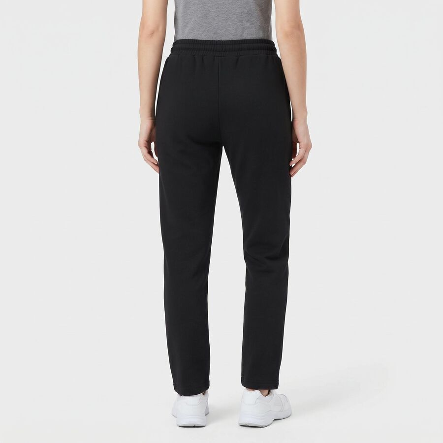 Women's Black Straight Fit Solid Track Pants, काला, large