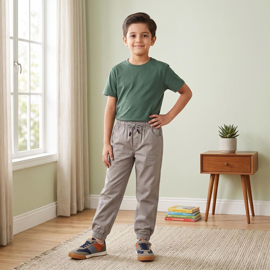 Boys Grey Jogger Trousers, Light Grey, large