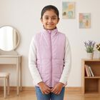 Girls' Lilac Stand Collar Puffer Jacket, Lilac, small