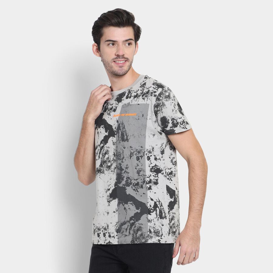 Men's 100% Cotton Round Neck Half Sleeves T-Shirt, गहरा ग्रे, large image number null