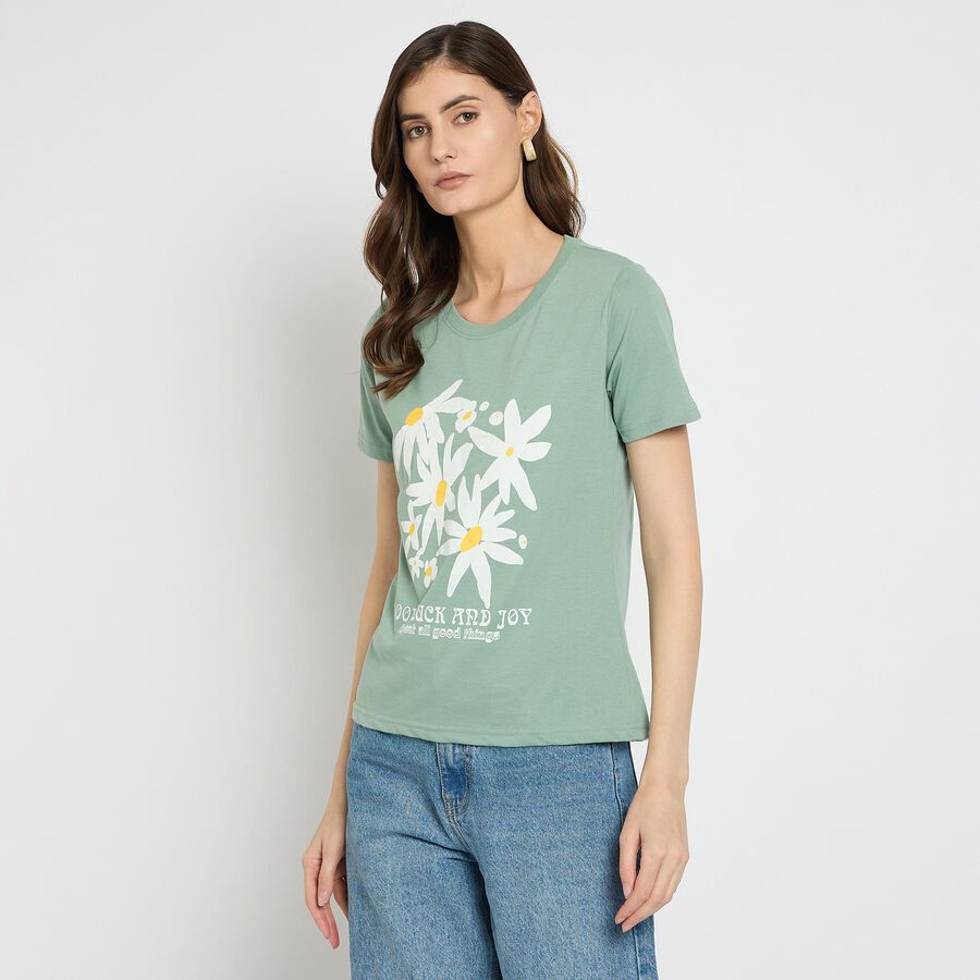 Ladies' Round Neck T-Shirt , हल्का हरा, large image number null