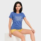 Women Blue Round Neck Regular T-Shirt, नीला, small