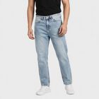 Men's Light Blue Straight Fit Washed Jeans, Ice Blue, small