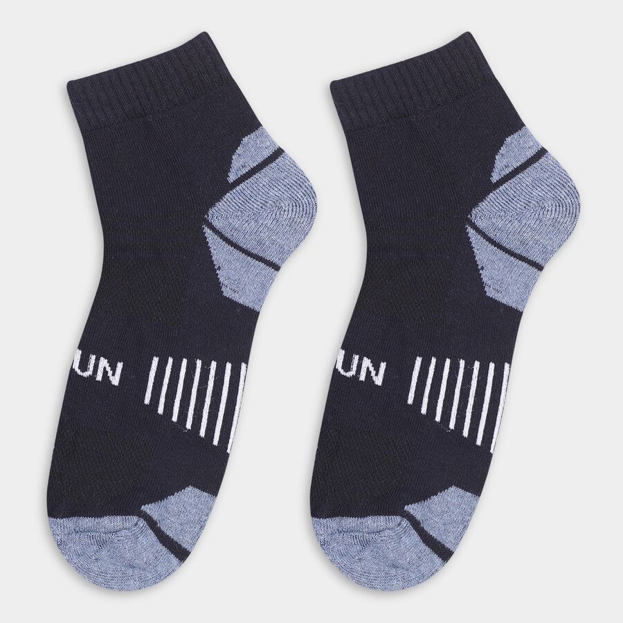 Men's Dark Charcoal Black and Navy Ankle-Length Sports Socks, Charcoal, large image number null