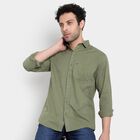 Cotton Solid Casual Shirt, Olive, small image number null