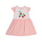 Girls' Soft Pink Strawberry Printed Flared Frock, Light Pink, small image number null