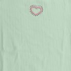 Girls' Mint Green Cotton Round Neck Casual T-Shirt, Light Green, small