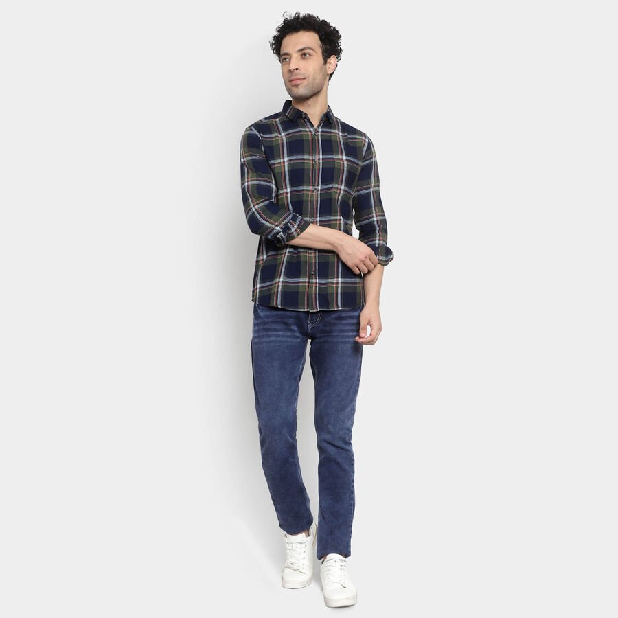 Cotton Checks Casual Shirt, Dark Green, large image number null