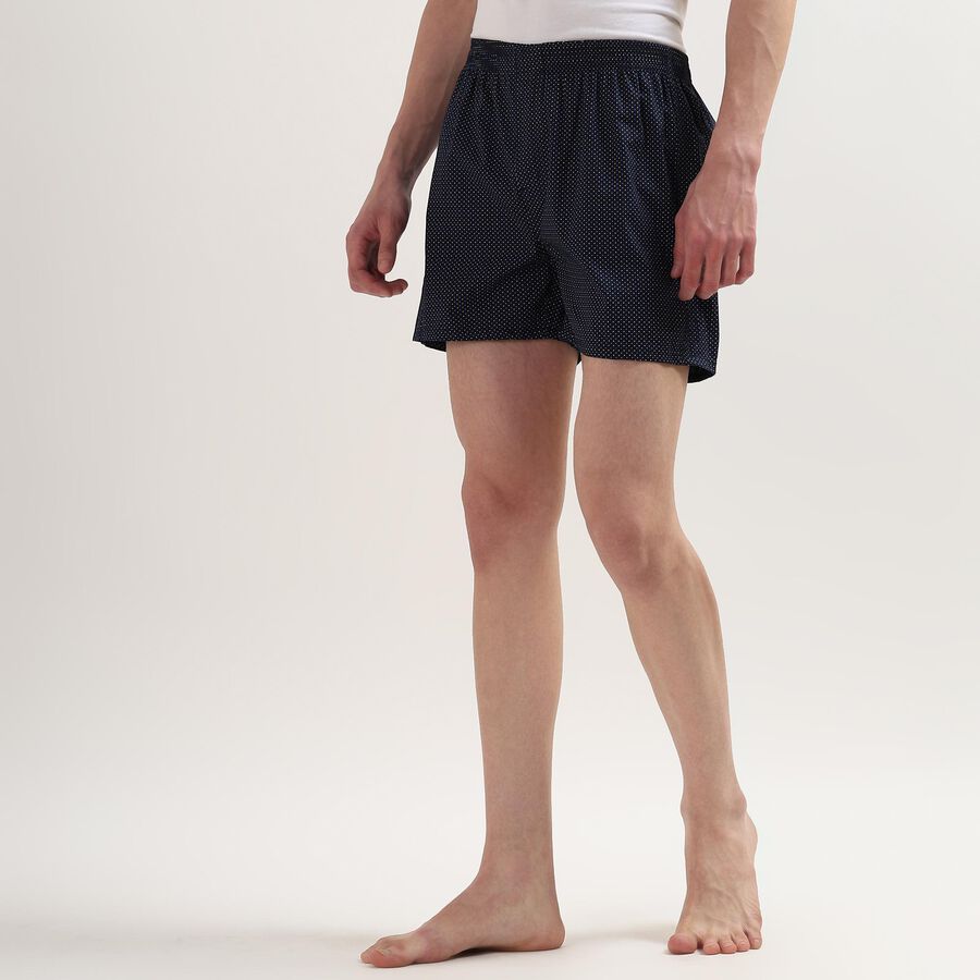 Men's 100% Cotton Boxers, Navy Blue, large
